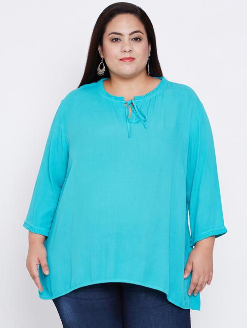 tie up frill neck plus top - 16348931 - Very Small Image - 1
