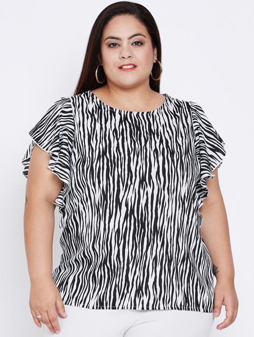 ruffle sleeved animal print top - 16348936 - Very Small Image - 1