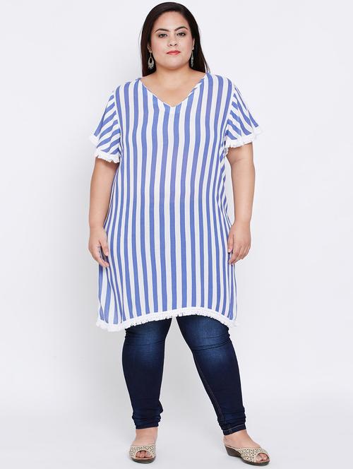 lace detail striped plus tunic - 16348947 - Very Small Image - 1