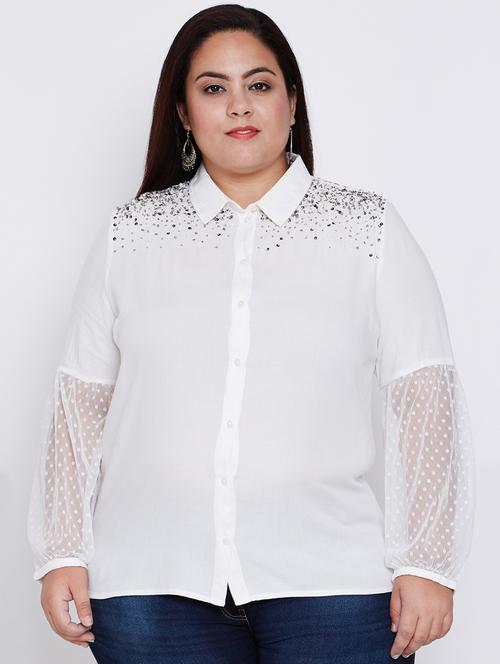 sequin embellished dobby detail shirt - 16348955 - Very Small Image - 1