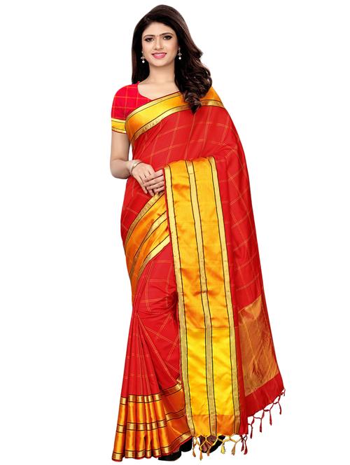 contrast border maheshwari saree with blouse - 16349019 - Very Small Image - 1