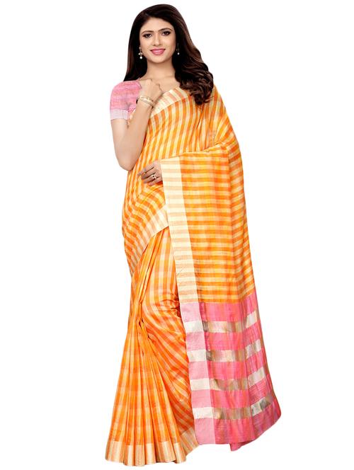 contrast checkered maheshwari saree with blouse - 16349024 - Very Small Image - 1