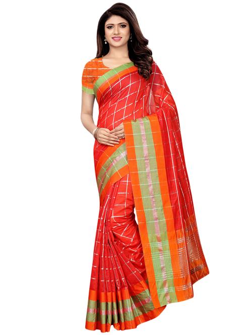 checkered maheshwari saree with blouse - 16349036 - Very Small Image - 1