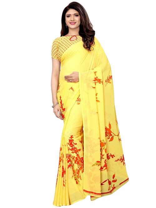 floral printed saree with blouse - 16349090 - Very Small Image - 1