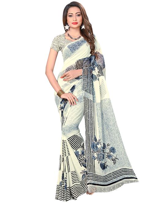 floral printed saree with blouse - 16349196 - Very Small Image - 1