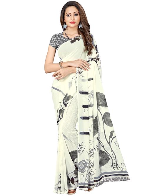digital floral printed saree with blouse - 16349198 - Very Small Image - 1