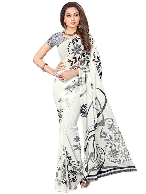 digital floral printed saree with blouse - 16349199 - Very Small Image - 1