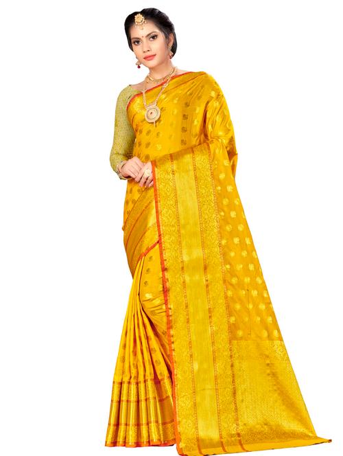 ethnic zari motifs banarasi saree with blouse - 16349257 - Very Small Image - 1