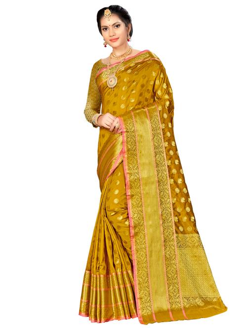 ethnic zari motifs banarasi saree with blouse - 16349263 - Very Small Image - 1