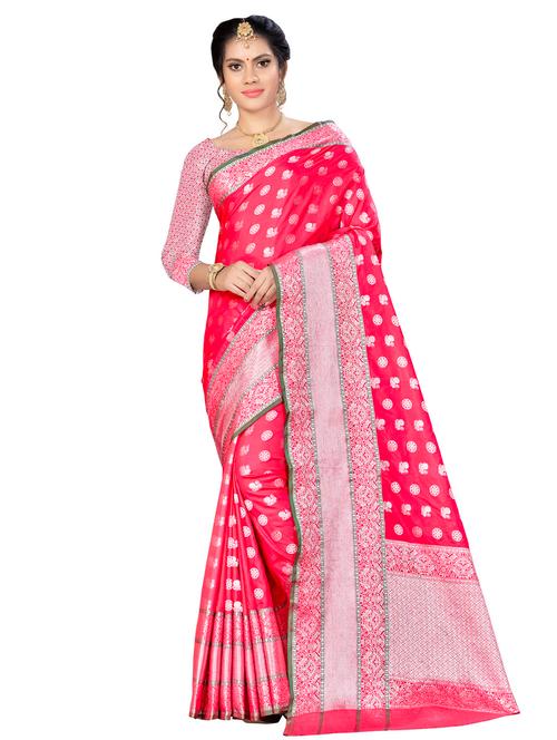 ethnic zari motifs banarasi saree with blouse - 16349265 - Very Small Image - 1