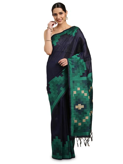 contrast border woven saree with blouse - 16349560 - Very Small Image - 1