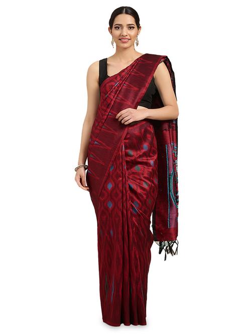 ikat woven saree with blouse - 16349574 - Very Small Image - 1