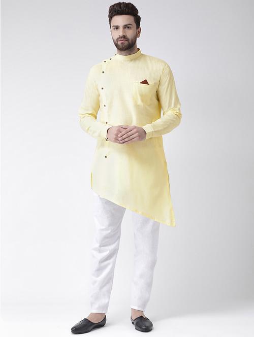 yellow solid asymmetric kurta - 16350523 - Very Small Image - 1