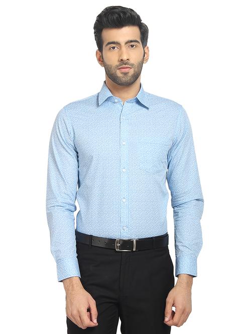 light blue printed formal shirt - 16351794 - Very Small Image - 1