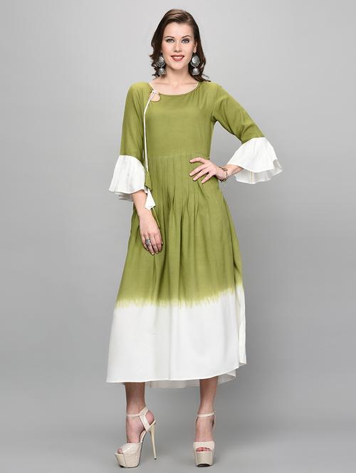 tie & dye flared ethnic dress - 16352032 - Very Small Image - 1