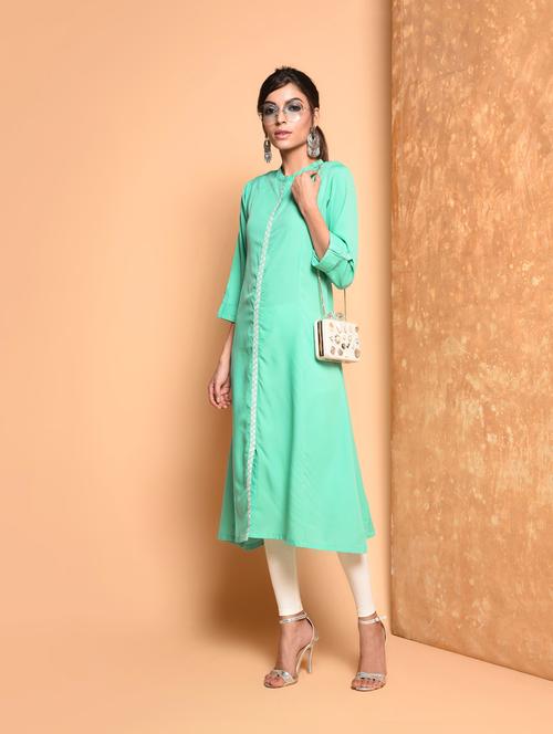 embroidered a-line kurta - 16352226 - Very Small Image - 1