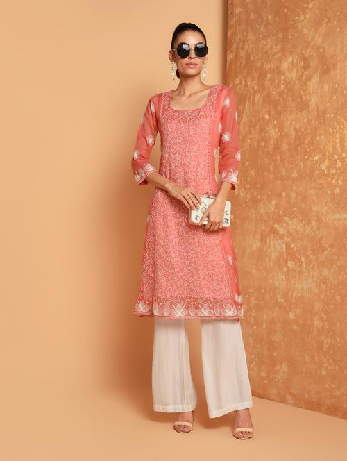 embroidered a-line kurta - 16352550 - Very Small Image - 1