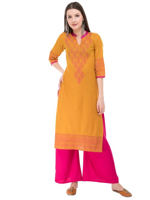 block print straight kurta - 16352844 - Very Small Image - 1