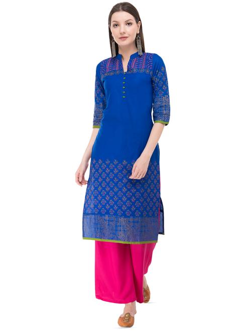 block print straight kurta - 16352845 - Very Small Image - 1