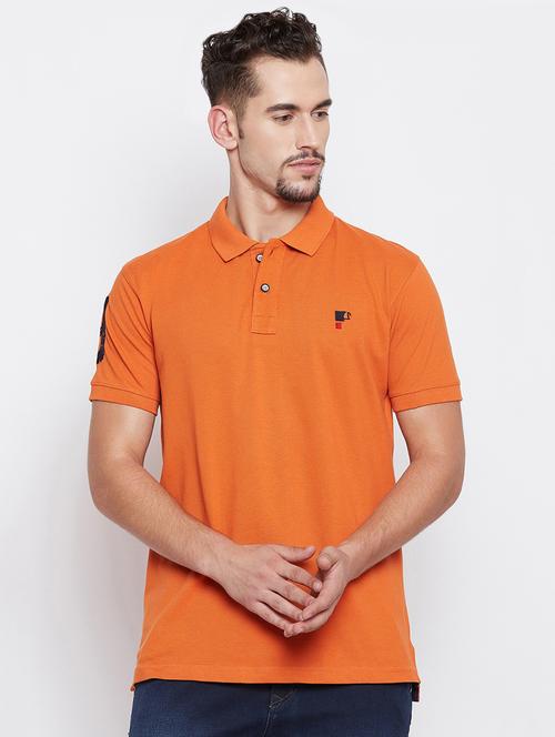 orange solid polo t-shirt - 16353323 - Very Small Image - 1