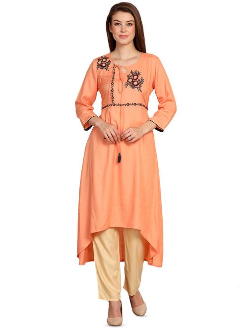 embroidered high-low kurta - 16353477 - Very Small Image - 1