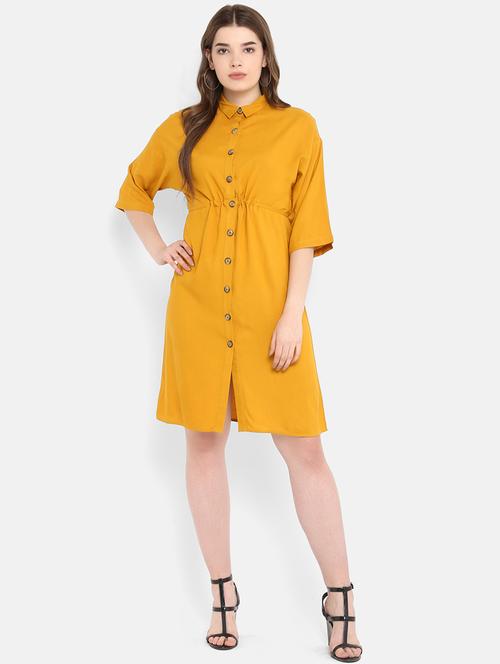 tie back solid shirt dress - 16353687 - Very Small Image - 1