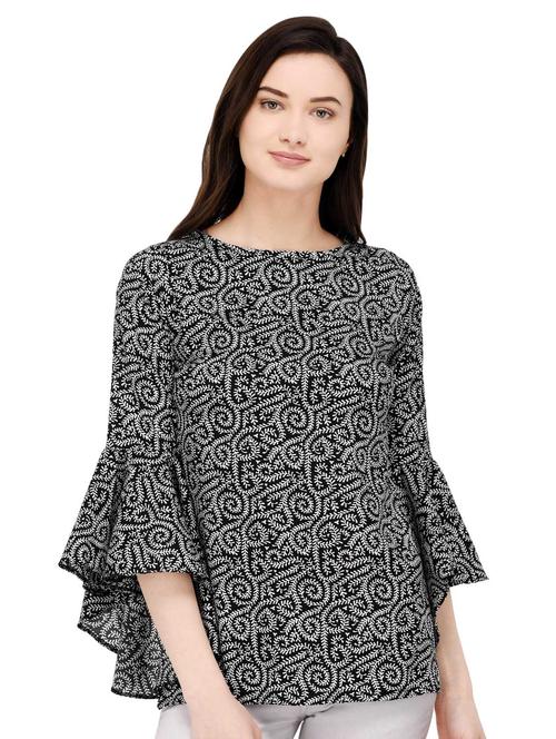 keyhole back bell sleeved top - 16353840 - Very Small Image - 1