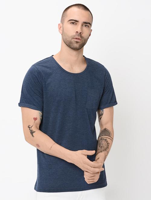 navy blue solid pocket t-shirt - 16354366 - Very Small Image - 1