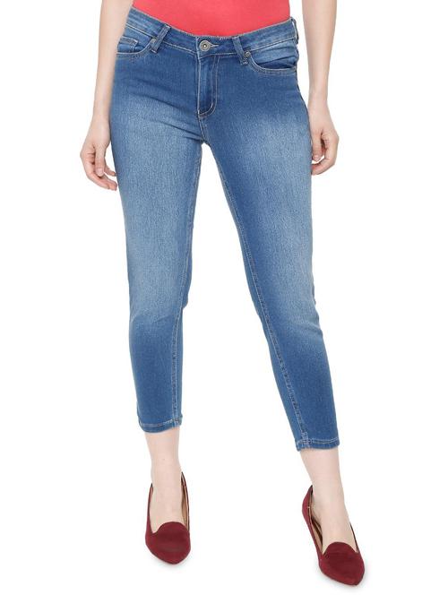 stone washed cropped jeans - 16354935 - Very Small Image - 1