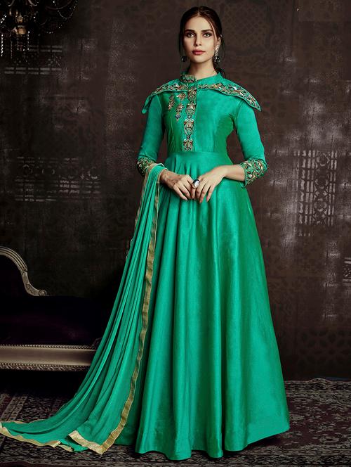 embroidered semi-stitched suit - 16355608 - Very Small Image - 1