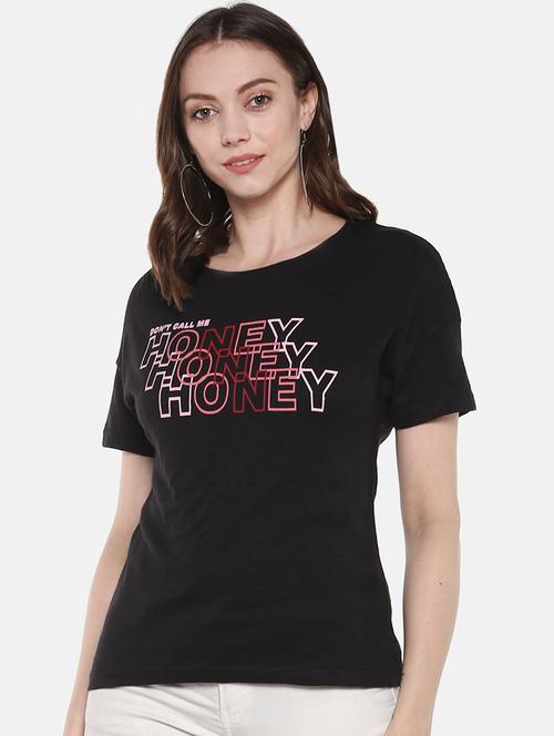 quirky text drop shoulder sleeved t-shirt - 16356562 - Very Small Image - 1