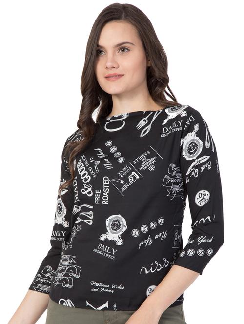 quirky print boat neck top - 16356987 - Very Small Image - 1