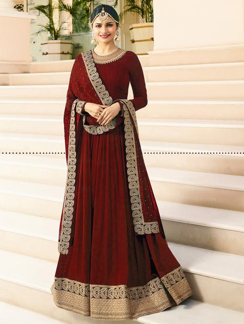 embroidered semi-stitched suit - 16357336 - Very Small Image - 1