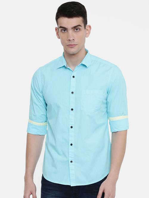 light blue solid casual shirt - 16357430 - Very Small Image - 1