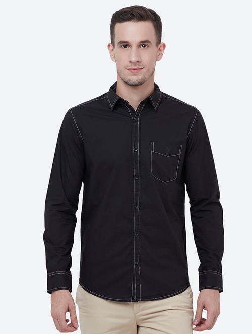 black solid casual shirt - 16357961 - Very Small Image - 1