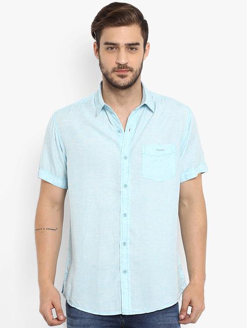 light blue solid casual shirt - 16358158 - Very Small Image - 1