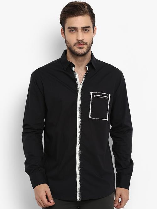 black solid casual shirt - 16358185 - Very Small Image - 1