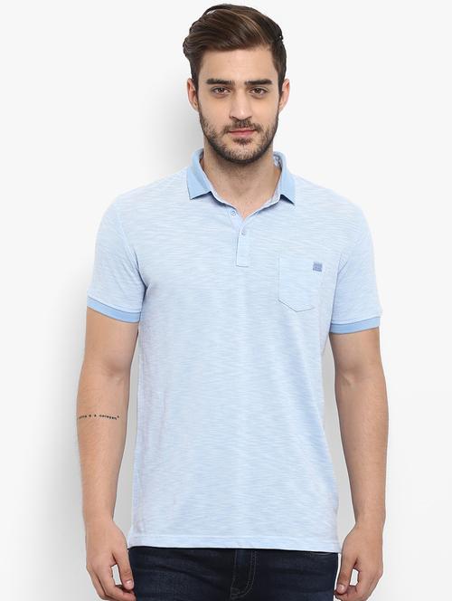 light blue melange polo t-shirt - 16358193 - Very Small Image - 1