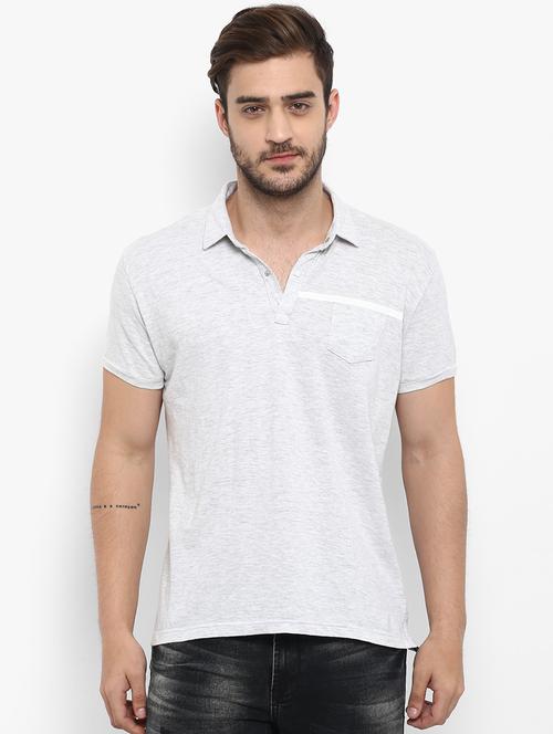 light grey solid polo t-shirt - 16358202 - Very Small Image - 1