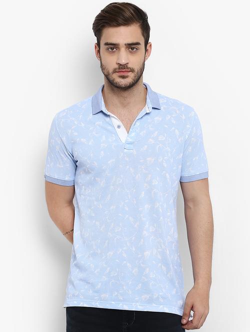 light blue printed polo t-shirt - 16358227 - Very Small Image - 1