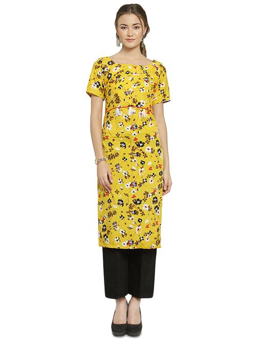 floral printed straight kurta - 16358449 - Very Small Image - 1