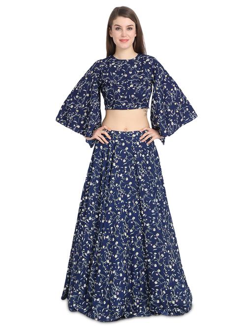 flared sleeves a-line lehenga - 16358827 - Very Small Image - 1