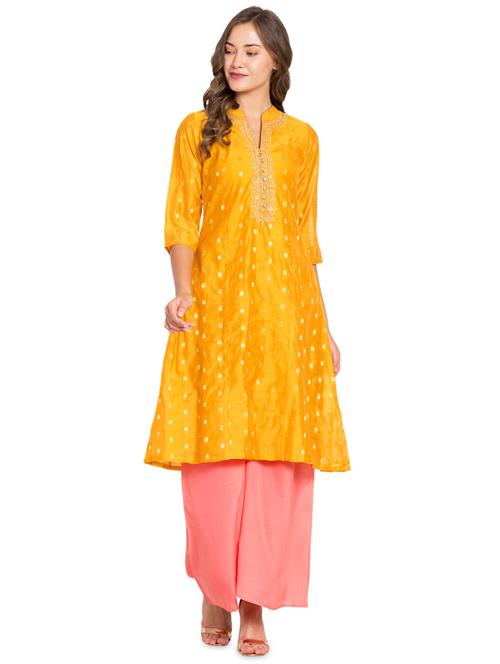 embroidered anarkali kurta with palazzo set - 16359070 - Very Small Image - 1