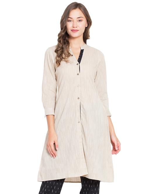 solid a-line kurta with pant set - 16359079 - Very Small Image - 1
