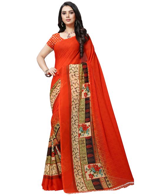 floral printed saree with blouse - 16359092 - Very Small Image - 1