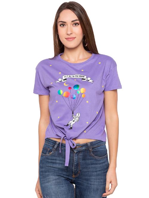 quirky print tie front tee - 16360371 - Very Small Image - 1