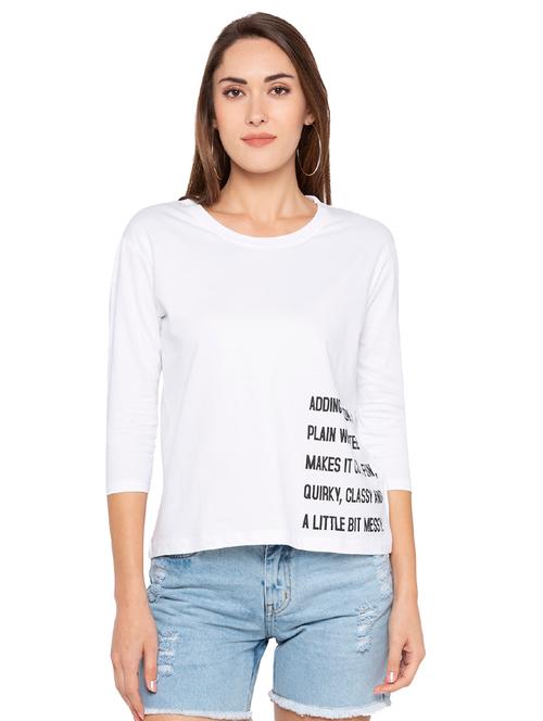 quirky text round neck tee - 16360377 - Very Small Image - 1