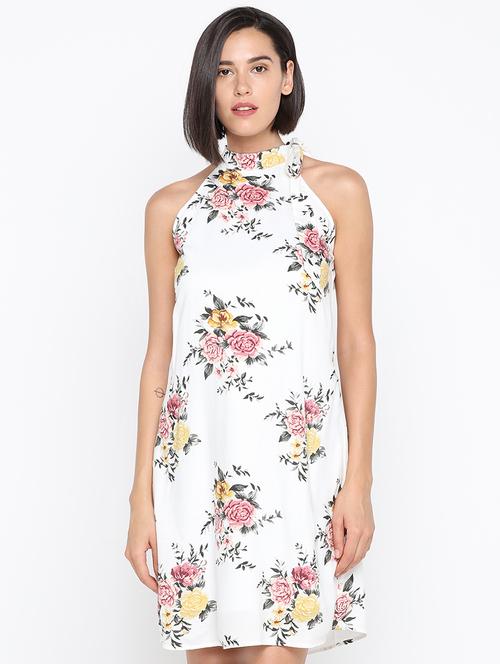 halter neck floral a-line dress - 16360631 - Very Small Image - 1