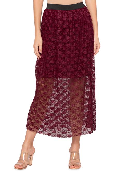floral laced high rise skirt - 16360674 - Very Small Image - 1