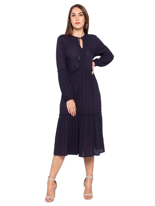 tie up neck a-line dress - 16360708 - Very Small Image - 1